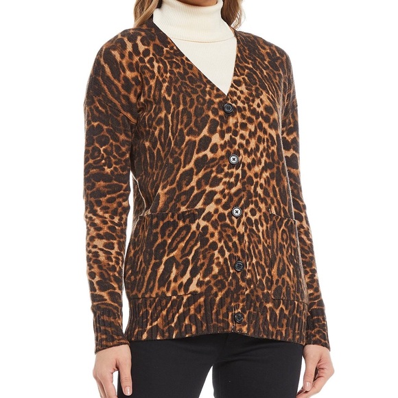 LAUREN Ralph Lauren Plus Size Animal Print Cardigan - Picture 2 of 14